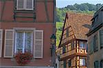 Timbered Häuser, Kaysersberg, Haut-Rhin, Elsass, Frankreich, Europa