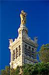 Bell tower of Basilica of Notre Dame de la Garde, Marseille, Bouches-de-Rhone, Provence-Alpes-Cote-d'Azur, France, Europe