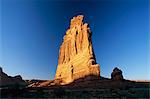 The Organ at sunset, Courthouse Towers, Arches National Park, Utah, United States of America, North America