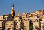 View to Old Town, Menton, Alpes-Maritimes, Cote d'Azur, Provence, French Riviera, France, Europe