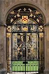 Ornate gilt gate of All Souls' College, Oxford, Oxfordshire, England, United Kingdom, Europe