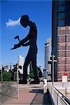 Statue of a hammering man, Frankfurt-am-Main, Hesse, Germany, Europe
