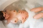 Pregnant Woman Relaxing in the Bathtub