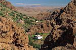 Hamlet et vallée, région de Tafraoute, Anti montagnes de l'Atlas, Maroc, Afrique du Nord, Afrique