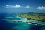 Aerial view over Yasawa Island, Fiji, Pacific Islands, Pacific