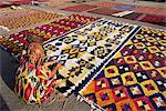 Carpet market, Old City walls, Bukhara, Uzbekistan, Central Asia, Asia