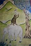 Peinture murale montrant l'interdépendance animale, monastère de Hemis, Ladakh, Inde, Asie