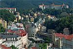 The town of Karlovy Vary (Karlsbad) seen from Thermal sanatorium, Czech Republic, Europe