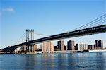 Manhattan Bridge and the East River, New York City, New York, United States of America, North America