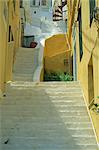 Staircases between houses, Yialos, Symi (Simi), Dodecanese Islands, Greek Islands, Greece, Europe