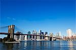 Brooklyn Bridge and Manhattan skyline, New York City, New York, United States of America, North America