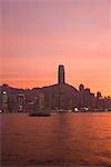 Two IFC Building and Central, Hong Kong Island skyline at dusk, Hong Kong, China, Asia