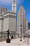 Das Wrigley Building und Tribune Tower, North Michigan Avenue, dem Willis Tower, Chicago, Illinois, Vereinigte Staaten von Amerika, Nordamerika