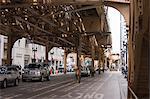 Dans le cadre de l'El, l'elevated train système dans The Loop, Chicago, Illinois, États-Unis d'Amérique, l'Amérique du Nord