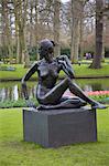 Modern sculpture of a nude woman, Keukenhof, park and gardens near Amsterdam, Netherlands, Europe