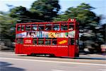 Red tram, Causeway Bay, Hong Kong Island, Hong Kong, China, Asia