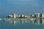 Skyline et port de plaisance, la baie de San Antonio, Ibiza, îles Baléares, Espagne, Méditerranée, Europe