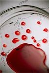 Close-up of a magnifying glass on blood cells