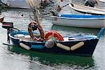 Bateaux amarrés dans la mer, la Riviera italienne, Santa Margherita Ligure, Gênes, Ligurie, Italie