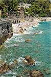 High angle view of rocks in the sea, Italian Riviera, Genoa Province, Liguria, Italy