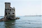 Castle at the seaside, Italian Riviera, Mar Ligure, Santa Margherita Ligure, Genoa, Liguria, Italy
