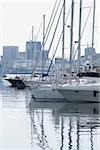 Boats docked at a harbor, Porto Antico, Genoa, Italy