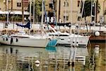 Bateaux dans un port, Porto Antico, Gênes, Ligurie, Italie