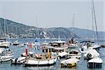 Bateaux dans la mer de la Riviera italienne, Santa Margherita Ligure, Gênes, Ligurie, Italie