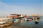 Boats moored at a harbor, Marina Grande, Capri, Sorrento, Sorrentine Peninsula, Naples Province, Campania, Italy