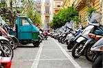 Vehicles parked at a parking lot, Sorrento, Naples Province, Campania, Italy