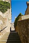 Stone walls on the both sides of steps, Le Mans, Sarthe, Pays-de-la-Loire, France