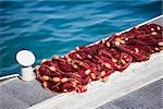 Fishing net on a pier, Marina Grande, Capri, Sorrento, Sorrentine Peninsula, Naples Province, Campania, Italy