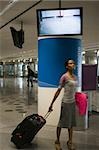 Businesswoman pulling her luggage at an airport