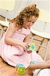 Girl playing with blocks