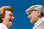 Side profile of a senior couple smiling