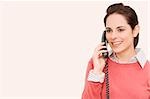 Close-up of a businesswoman talking on the telephone