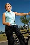 Portrait of a senior woman cycling