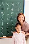 Portrait of a female teacher smiling with her student