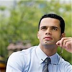 Close-up of a businessman thinking