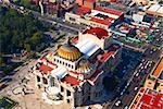 Aerial view of a palace, Palacio De Bellas Artes, Mexico City, Mexico