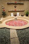 Bath filled with flower petals