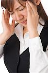 A young woman suffering from headache