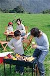 Family having barbeque