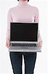 Woman holding laptop