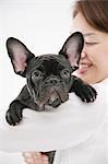 Young woman and French Bulldog