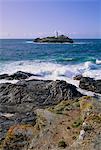 Phare Godrevy Point, baie de St Ives, Cornwall, Angleterre, Royaume-Uni