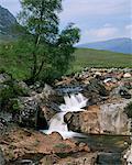 Waterfall, Glen Etive, Highland region, Scotland, United Kingdom, Europe