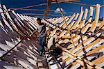 Traditional construction of gulets at a Bodrum boatyard, Bodrum, Anatolia, Turkey, Asia Minor, Eurasia