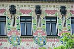 Detail der Dekoration von Haus, Jugendstil, Otto Wagner, Wienzele Street, Wien, Österreich, Europa