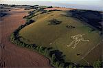 Vue aérienne de Cerne Abbas géant, Dorset, Angleterre, Royaume-Uni, Europe
